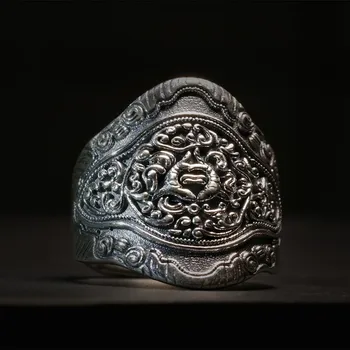 

S925 Silver Ring Pisces Transfer Finger-foot Silver Ring Retro-Thai Silver Men's Forefinger Overbearing Men's Ring