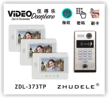 

ZHUDELE Fingerprint Home 7"LCD Monitor Speakerphone Intercom Color Video Door Phone Metal IR Camera with Password&ID Card Unlock