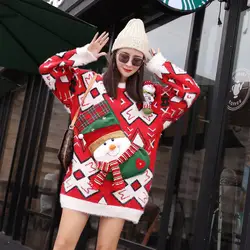 Свободный Уродливый Рождественский свитер 2018 зимние 3D зимние сапоги Снеговик Рождественский свитер женский большой размер свободный