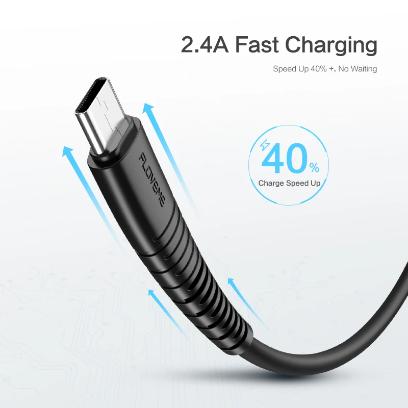 FLOVEME المصغّر usb كابل للهاتف المحمول شاحن كابل بيانات لسامسونج S6 S7 Xiaomi Redmi 4X ملاحظة 4 شاحن يو اس بي شحن الكابلات