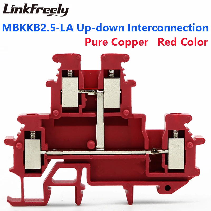 

UKK2.5-LA MBKKB2.5-LA 2pcs Red Color UK Double Layer Wire Screw Terminal Connector 25A/500V Up-down Interconnected Terminals