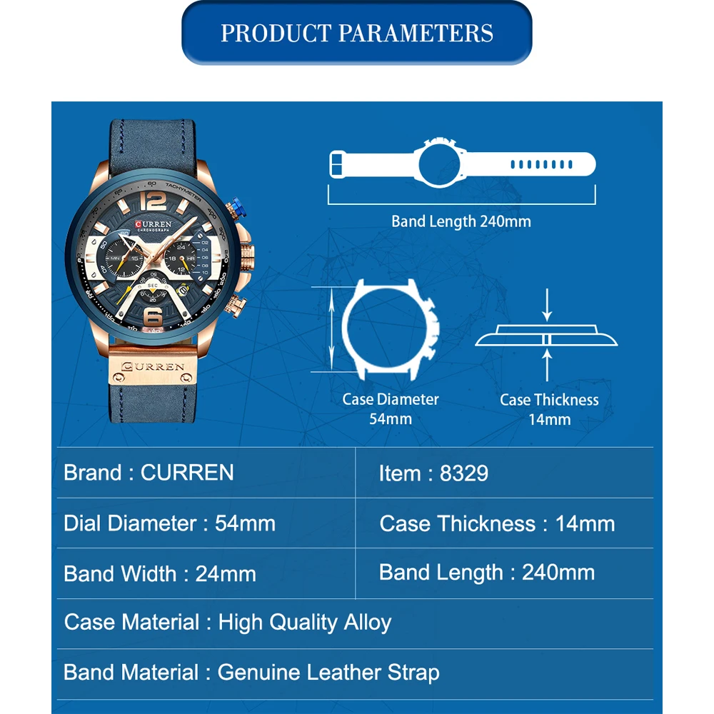 high qualtiy Curren Mens Watches Top Brand Luxury Chronograph Men Watch Leather Luxury Waterproof Sport Watch Men Male Clock Man Wristwatch drop shipping (6)