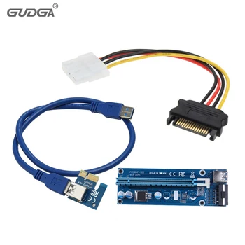 

Right interface direction 60cm PCI-E PCI Express 1x to 16x Riser card USB3.0 Extender cable with Sata to 4Pin Power Supply cable