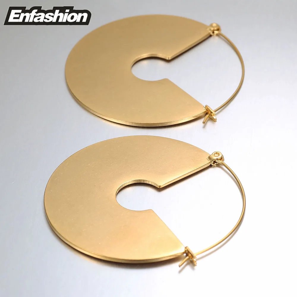 Enfashion винтажные большие круглые висячие серьги матовые золотистого цвета