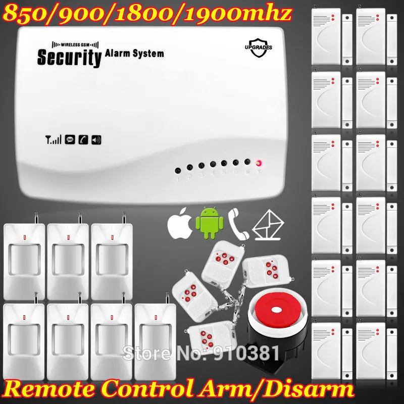 

New APP IOS/Android 4 wired+6 wireless defense zones GSM remote control Arm/Disarm SMS home security Burglar Voice alarm System
