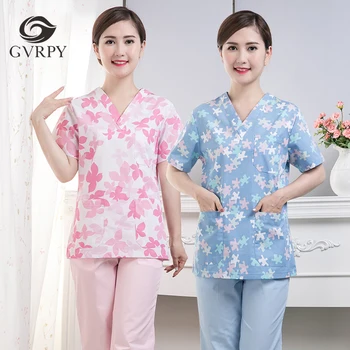 

Beauty Salon Dental Washcoat Hospital Nurse Clothes Tops + Pants Summer Short-sleeved Medical Clothes Ladies Doctor Scrub Set