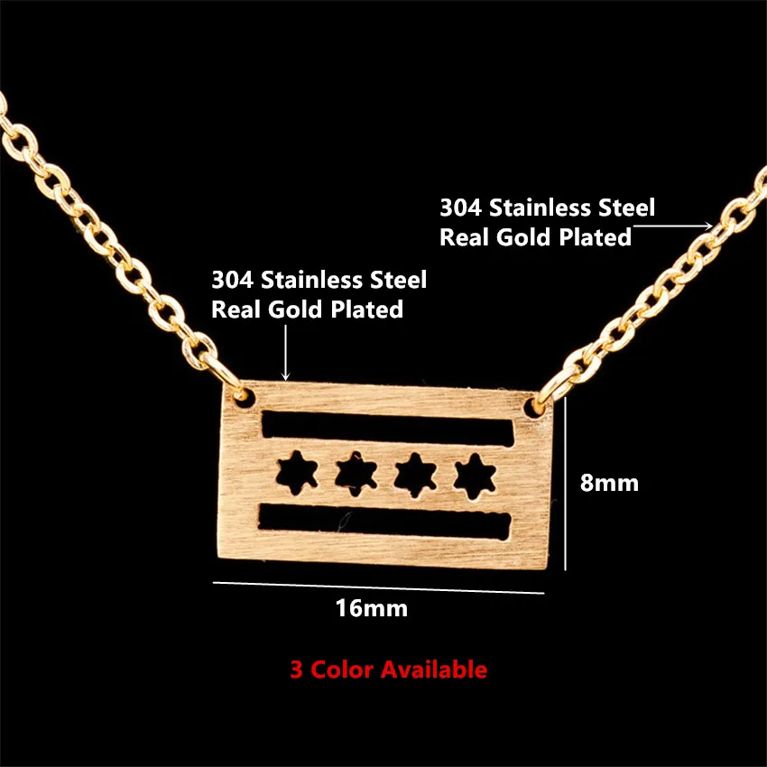 Женский кулон в форме флага звезды США полоску из нержавеющей стали|state necklace|fashion