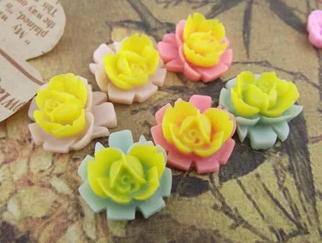 5Pieces of 16MM Rose Resin Flower Cabochons Mixed Colors -HS198 | Украшения и аксессуары
