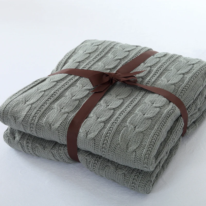 US 52 0 50 OFF 120 180cm Knitted Blanket Cotton Knitted Throw With Super Soft Warm Blanket Cover Double Cable Knit Free Shipping In Blankets From
