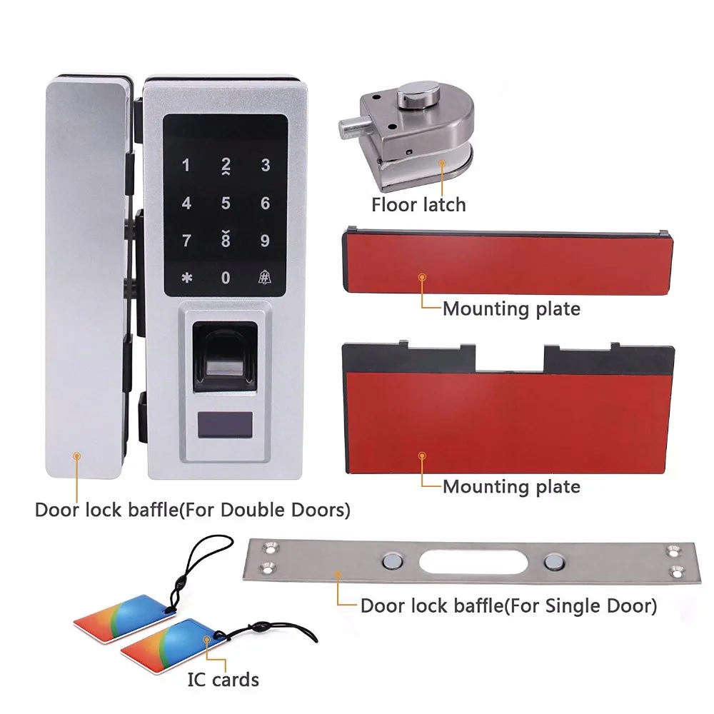 Стекло дверь интеллектуальный электронный замок Сенсорный экран отпечатков пальцев/пароль товара/RFID Карты Keyless защелка smart Lock