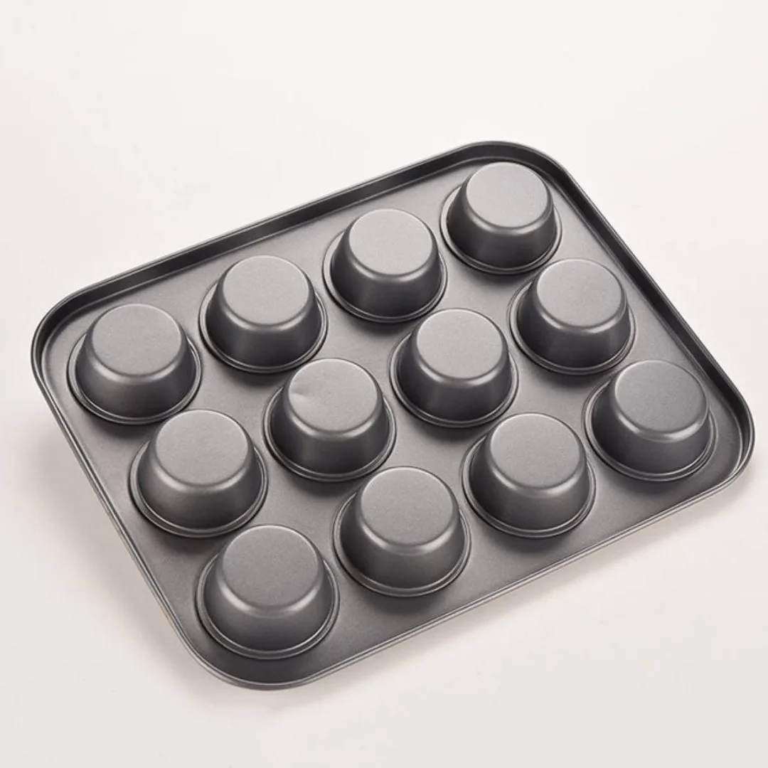 Nonstick Metal 12 Cups Muffin Cupcake Cake Bakeware Pan Tray Tin Mould Mold