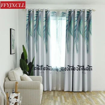 

Nordic Tropical Plant Leaves Digital Printing Blackout Curtains for Living Room Bedroom Window Tulle Curtain Drapes
