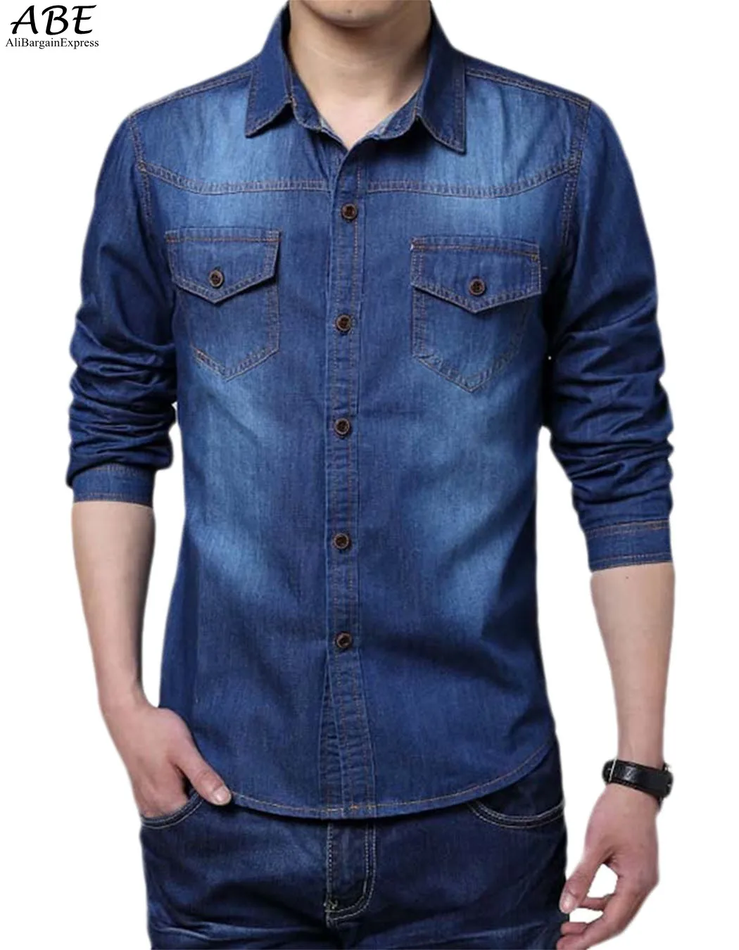 Brand clothing Autumn Hot Sale High Quality Men Shirts Jeans Long