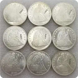 UNC США 1840-1869 "сидящий Liberty" 1 монета доллар копии монет медаль-Реплика коллекционные монеты