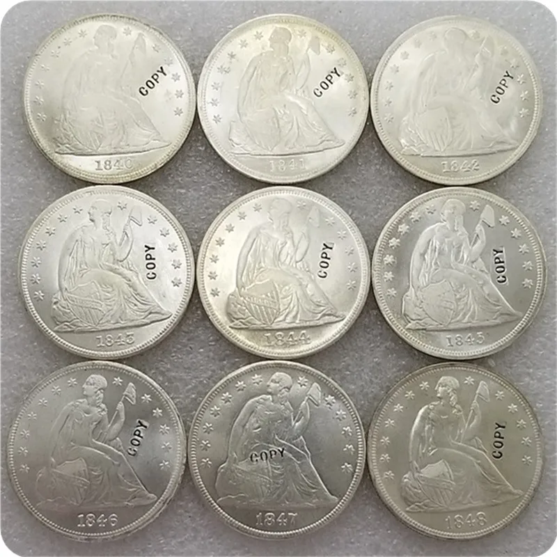 Копия монеты США UNC 1840-1869 Seated Liberty 1 доллар UNC-копия монеты-копия искусственных