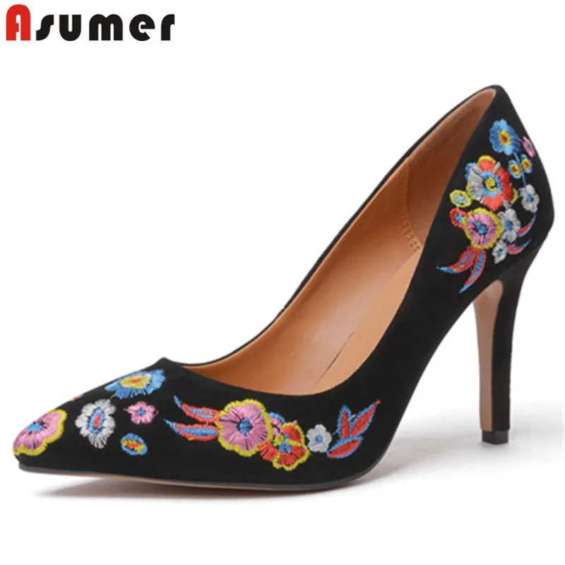 

ASUMER fashion hot sale new shoes woman pointed toe shallow pumps women shoes thin high heels suede leather shoes wedding shoes