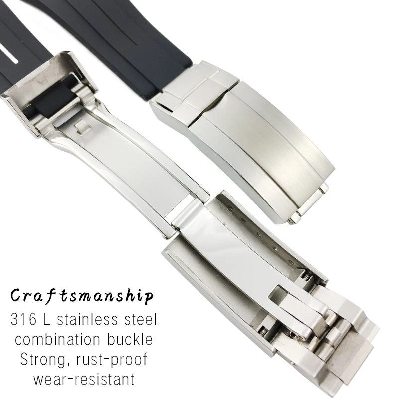 20mm 21mm Black Nature Silicone Rubber Watchband Watch Strap for Role Strap Daytona Submariner GMT OYSTERFLEX Watch Bracelet