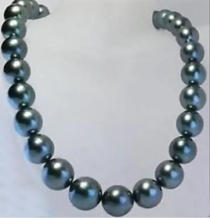 

REAL NATURAL 18" AAA+ 11-12MM TAHTIAN BLACK PEARL NECKLACE 14K WHITE CLASP (9.13)