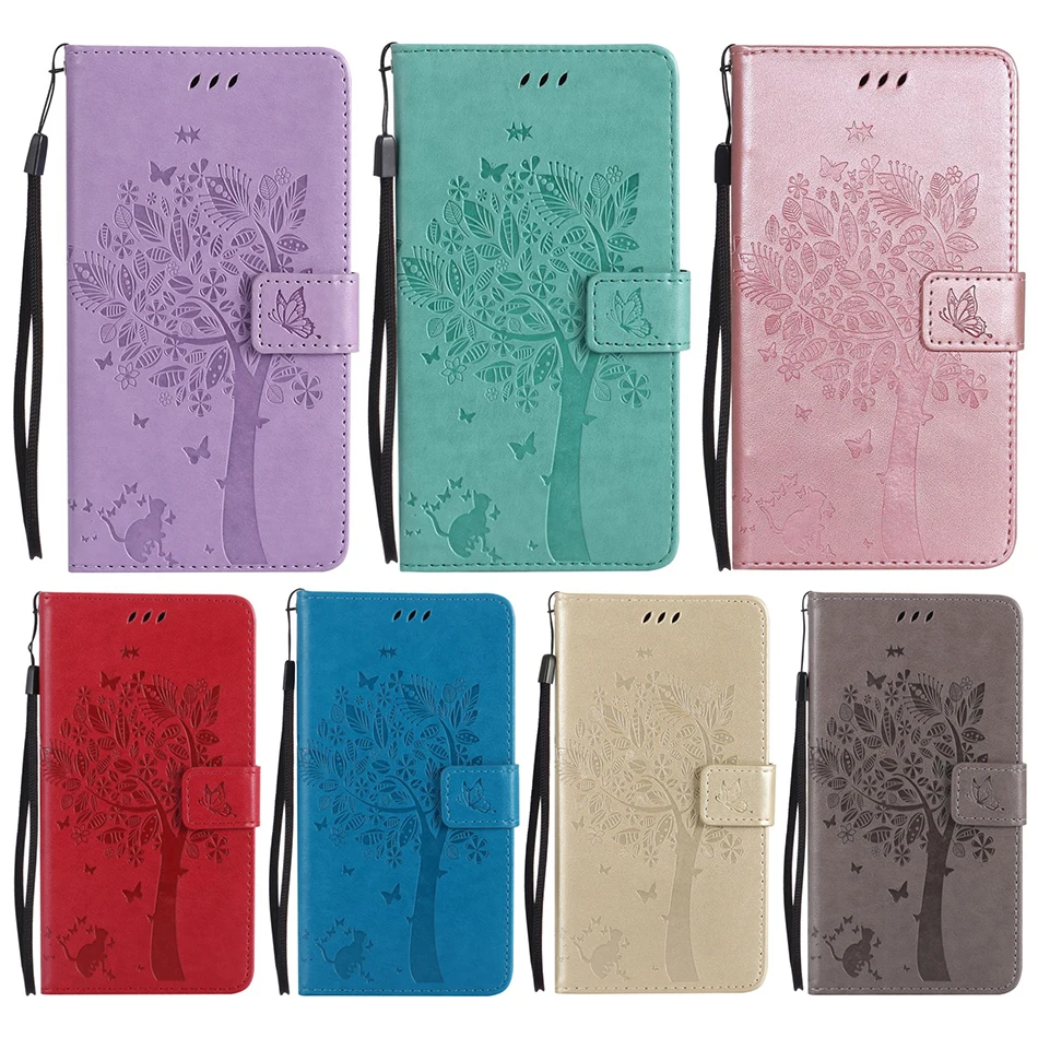 Cat Tree PU Leather Wallet Flip Case For Motorola Moto G5S