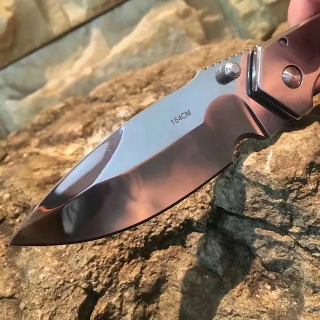 154CM Folding Knife mirror light 440C Blade All Steel Handle Survival Tactical Military Outdoor Knives Pocket Camping Knife EDC