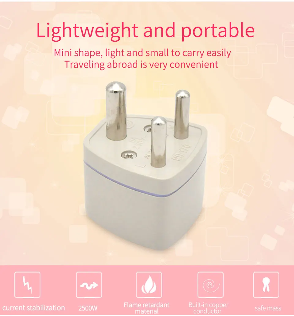 South Africa 3 pin Travel Adapter  to Universal UKUSEUAU 2500W 10A Power Plug (2)