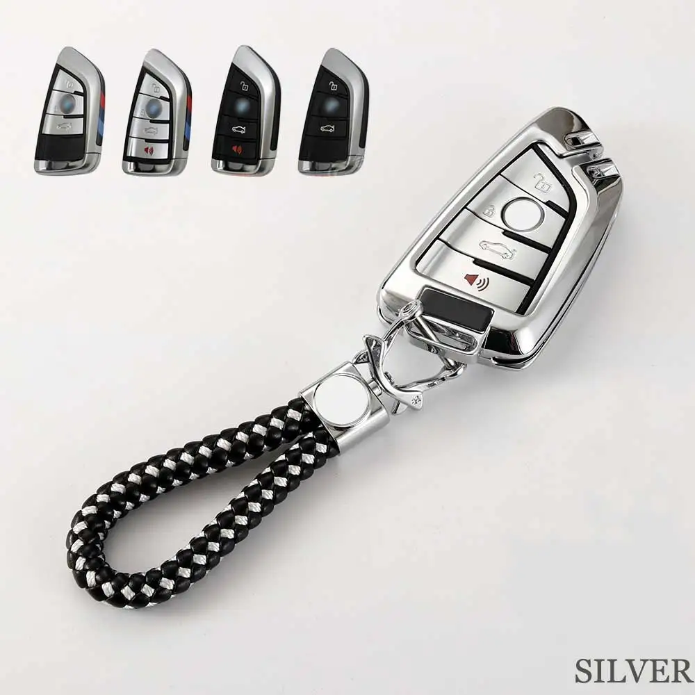 Автомобильный стильный ключ, жесткий защитный чехол-брелок для BMW 118i/320li/523li/525li/528li/530/X1/X2/X5/X3/X4/X6 730 F15 F16 G30 G11 - Название цвета: Silver-Rope