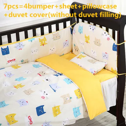 

Promotion! 6/7PCS Cartoon Baby Bedding Set Unpick,Soft Comfortable Cute Cartoon Printed Crib Bed Set ,120*60/120*70cm