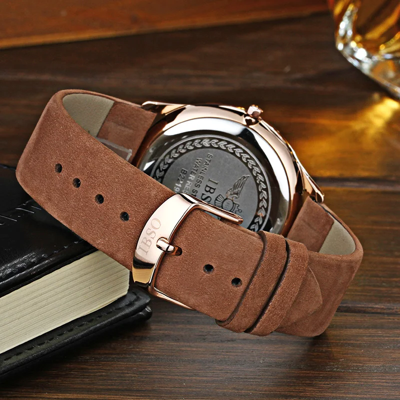 Kopen IBSO 2017 Heren Horloges Top Brand Luxe 7MM ultradunne Dial Lederen Band Horloge Mannen Mode Eenvoudige relogio Masculino