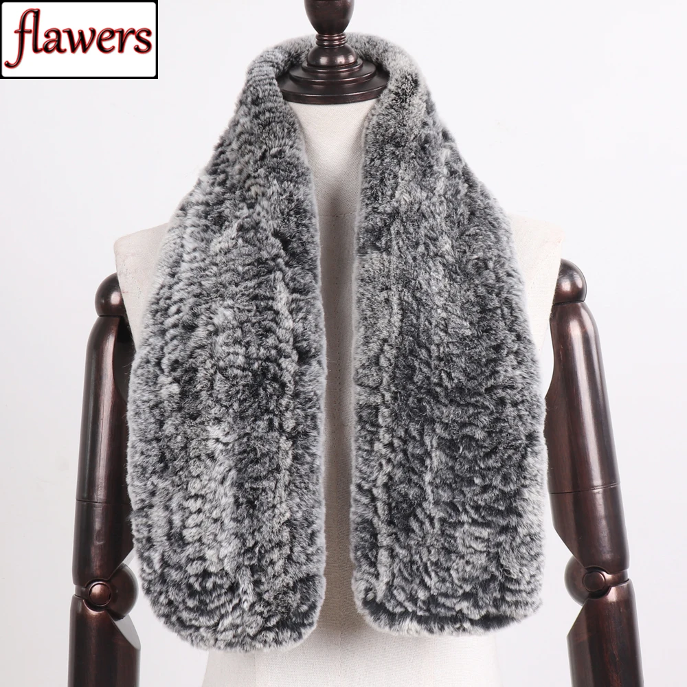 

Winter Women Knitted Real Rex Rabbit Fur Scarf Natural Soft Rex Rabbit Fur Muffler Russia Lady Warm Real Rex Rabbit Fur Scarves