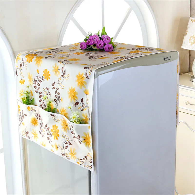 Пыльный холодильник Чехлы многоцелевой стиральная машина верхняя крышка холодильник пылезащитный чехол с карманами для хранения - Цвет: cover1021-8