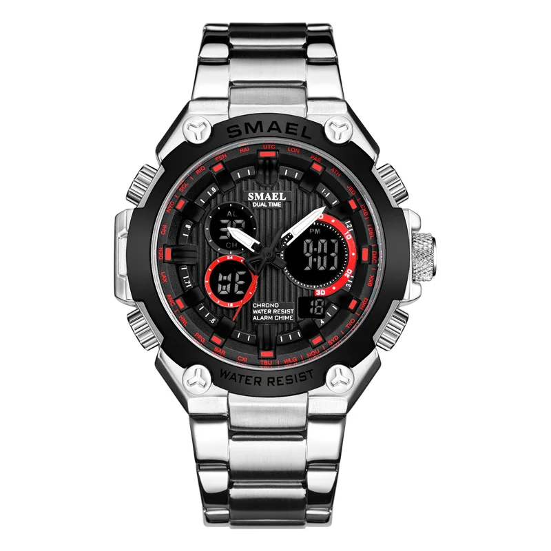 SMAEL мужские s часы лучший бренд класса люкс кварцевые наручные часы мужские водонепроницаемые мужские часы с хронографом спортивные часы relogio masculino 1363 - Цвет: Red