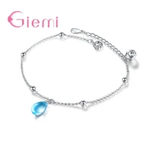 Серебряный Повседневный модный браслет для женщин, девушек, жены, синий, в форме капли, браслеты с подвесками,, Прямая поставка