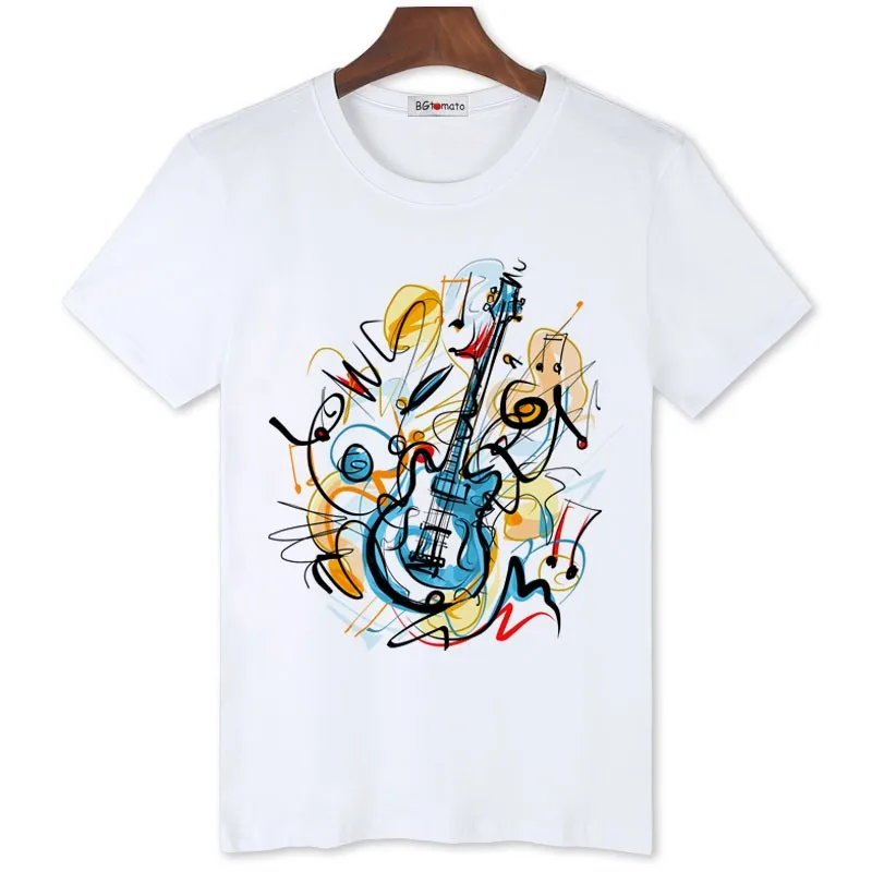BGtomato граффити работа гитара футболка для мужчин Любовь Музыка мода короткий рукав брендовая дышащая удобная Повседневная топы