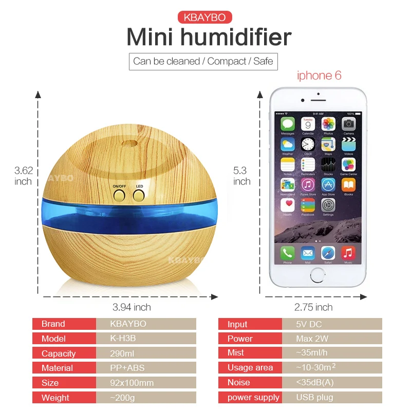 USB Ultrasonic Humidifier 300ml Aroma Diffuser Essential Oil Diffuser Aromatherapy mist maker with 