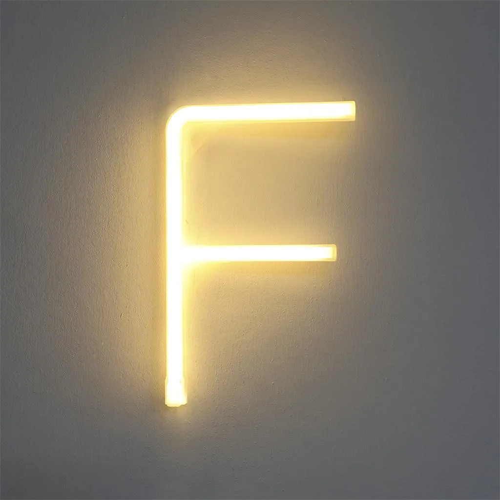 Светодиодный светильник с буквенным принтом, светящиеся пластиковые буквы, висячие, теплые, квадратные, декоративные, деревянные буквы, letras de madera - Цвет: F
