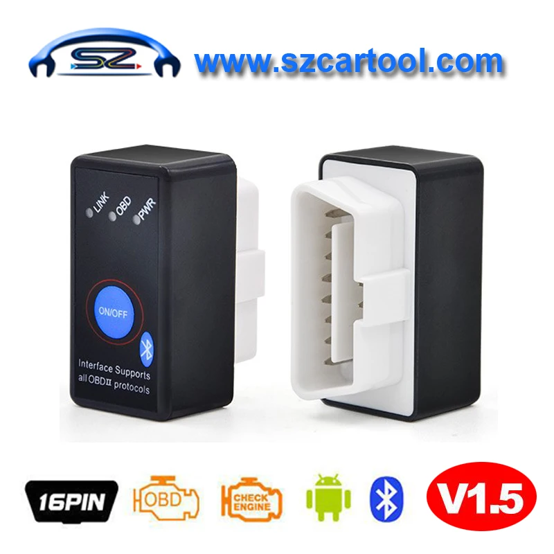 Мини ELM327 выключатель питания bluetooth V1.5 ELM 327 Bluetooth OBD2/OBDII для Android Автомобиль кодекса сканера автомобиля инструментов доставка