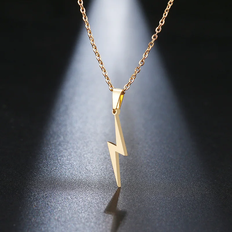 DOTIFI Stainless Steel Necklace Hot Lightning Necklaces For Women Protection Pendants For Girlfriend Gifts Rose Gold Jewelry