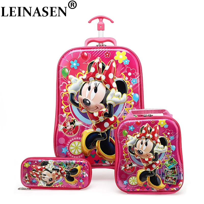 

Hot 3PCS/set 3D Stereo Trolley Case Cute Anime Kids Travel Suitcase Girl Cartoon Luggage EVA Children Schoolbag