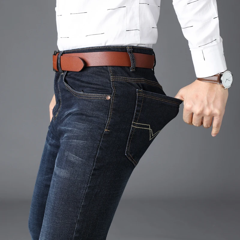 VOMINT Men's Jenas Business Classic Leisure Basic styles men Jeans Straight pants High Quality Hot Sale Plus Size 40 (No Belt)