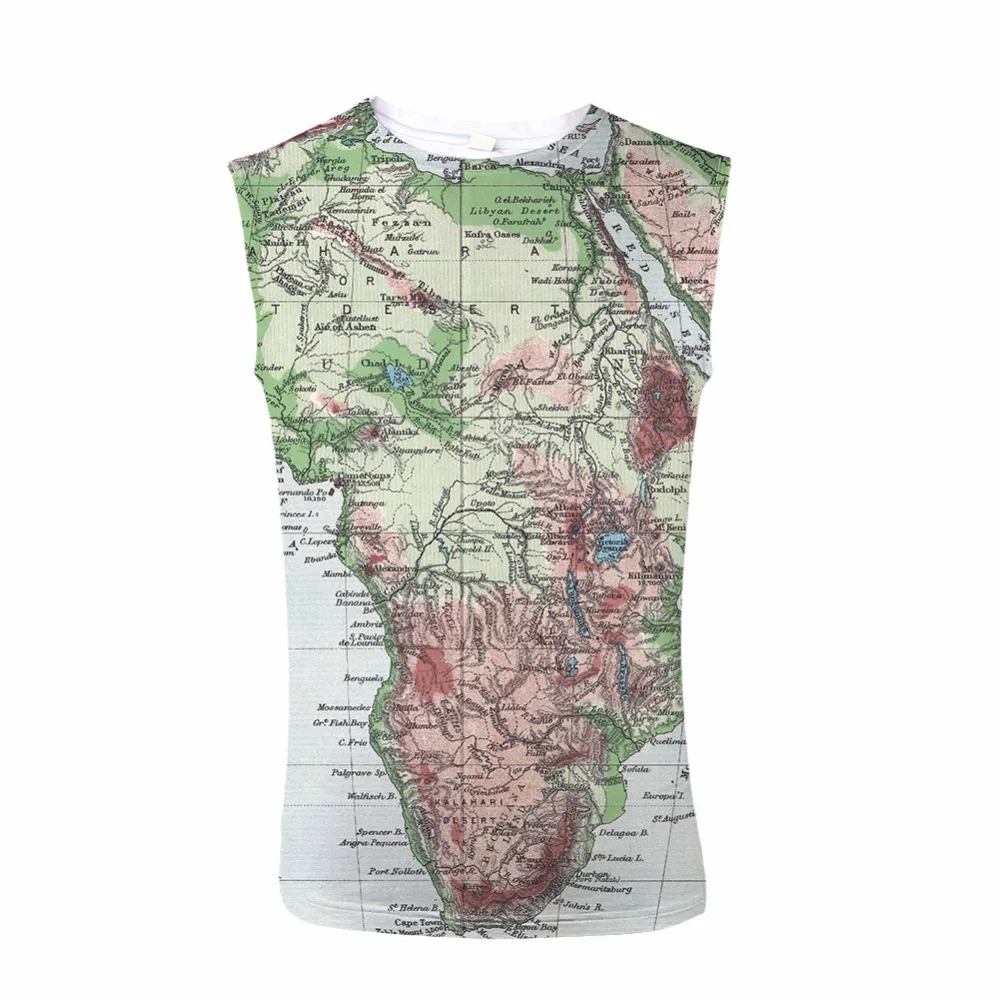 

FORUDESIGNS Tank Top 3D Map Design Print Men Sleeveless Tee Bodybuilding Stringer Male Cowboy Streetwear Crew Neck