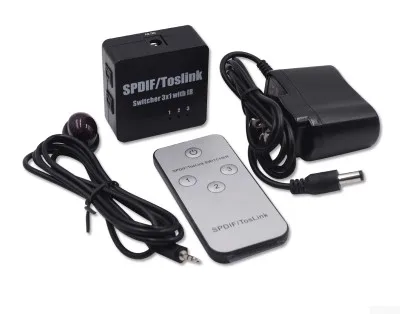 

3 Ways Optical Audio Switcher SPDIF TOSLINK Digital Optical Audio Sharer 3X1 3 to 1 3 Inputs 1 Output with IR Remote