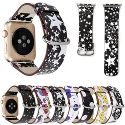 Кожаный петля ремешок для Apple Watch группа 4 44/40 мм пентаграмма Замена браслет браслеты для Iwatch 3/42/38 мм