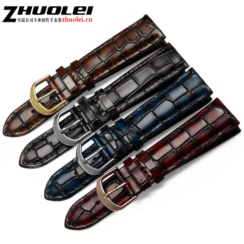 Fashion Genuine leather watchband straps black brown dark blue red 18mm 20mm 22mm watches men bracelet watchband snake leather waterproof watches straps men fashion accessories bracelet 18mm 19mm 20mm 21mm for ar watchband