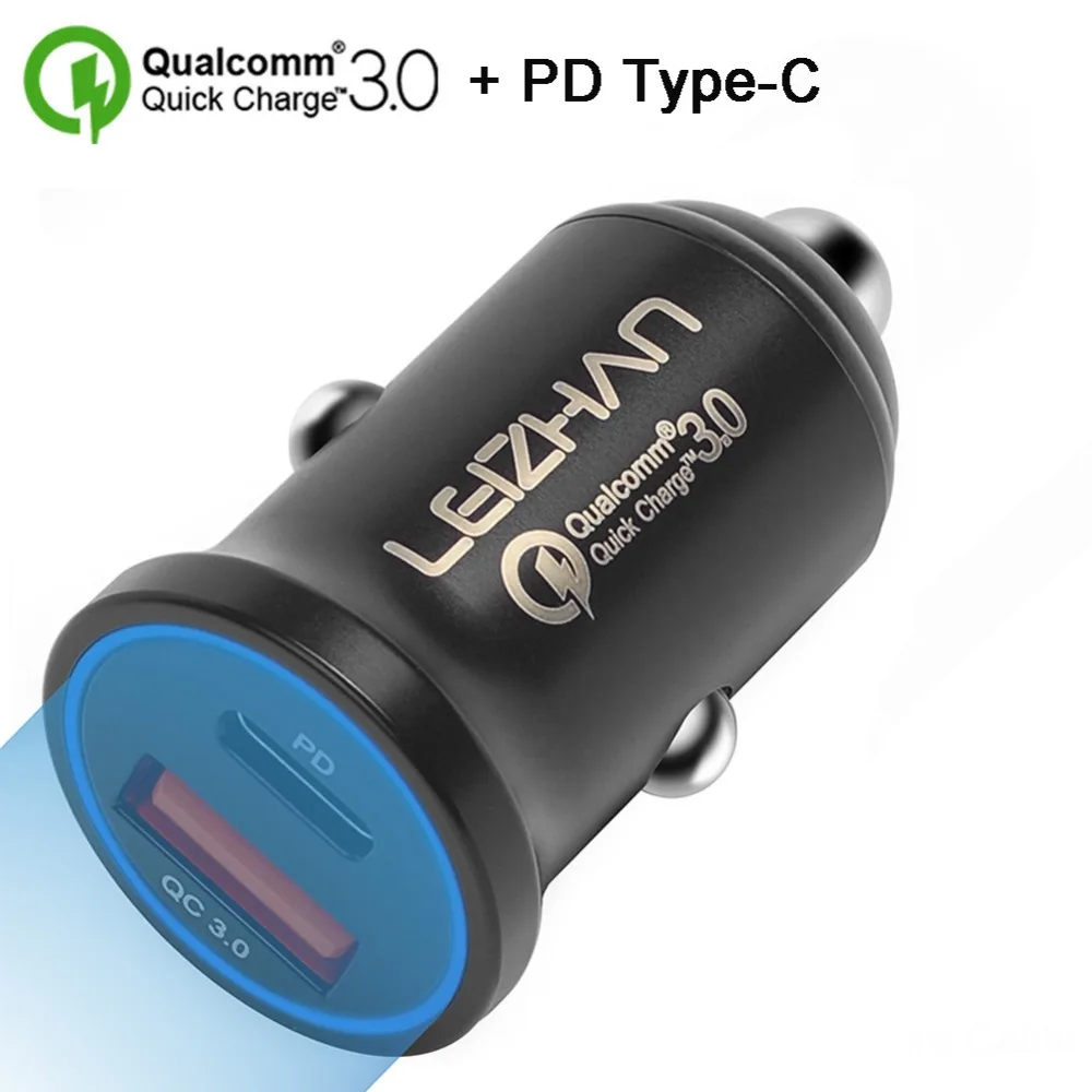 LEIZHAN Быстрая зарядка PD 4 0 QC3.0 автомобильное USB зарядное устройство C быстрое для