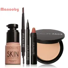 FOCALLURE Makeup Set Gift Liquid Eyeliner Eye Liner Pen Eyebrow Pencil Sexy Lipstick Matte Colors New 5Pcs New Women Value Pack