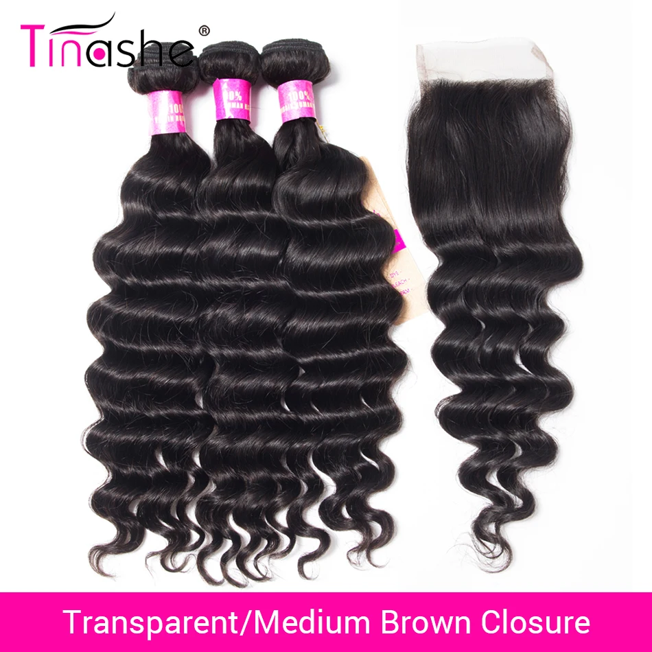 

Tinashe Hair Loose Deep Wave Bundles With Closure HD Transparent Lace Closure Remy Brazilian Human Hair 3 Bundles With closure