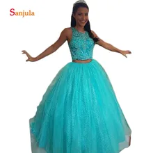 Пышные Платья из двух предметов для девочек, бальное платье, потрясающий бисерный, великолепные, красивые, вечерние платья для девочек 16 лет, vestidos para quincea era 2019D852