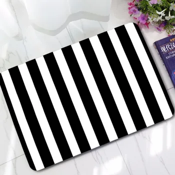 

Black White Stripes Doormats Rubber Plaid Door Mat Carpet For Living Room Bedroom Floor Kitchen Rugs Tapete Foot Pad Christmas