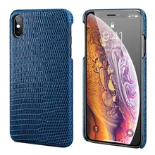 Для Apple iPhone XS XR, чехол для задней панели телефона из Кожи Ящерицы, защитный чехол из натуральной кожи, Тонкий деловой умный чехол для iPhone XS Max