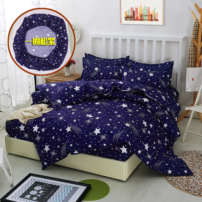 

2019 White meteor shower bed cover set bedding set blue duvet set fitted cover dekbedovertrek for 2 people bed set